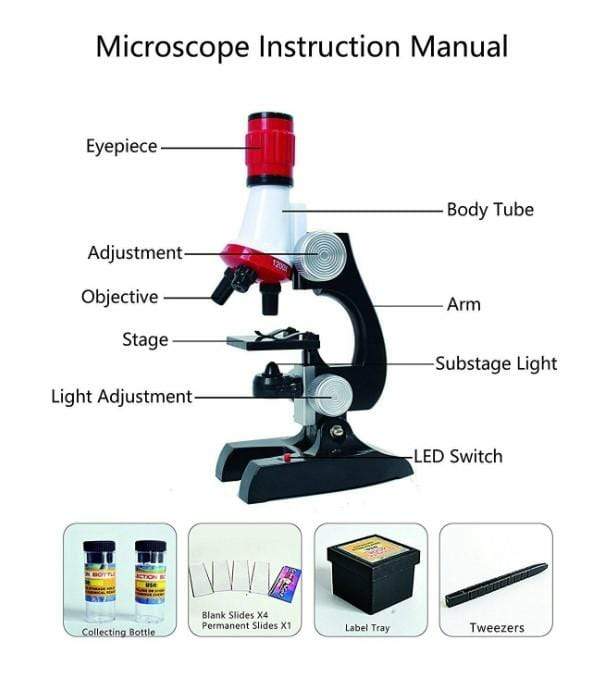 Beginner Educational Science Compound Microscope 10 Piece Toy Set for Kids 3 Bros Brands 123 Microscope Set