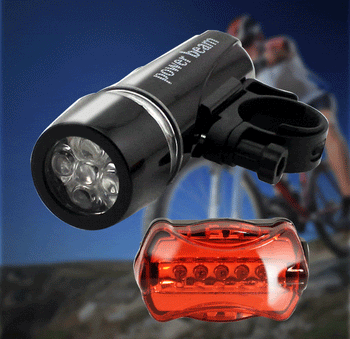 Bike Light 5 LED Rear Safety & Front Head Flashlight Waterproof Bicycle Light 3 Bros Brands 224 Bike Light