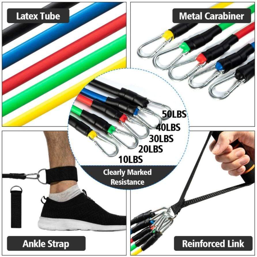 Resistance Bands 11 Piece Exercise Sports Set 3 Bros Brands 157 Outdoors & Sports